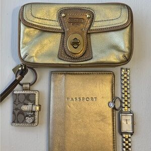 vintage gold Coach jewelry clutch